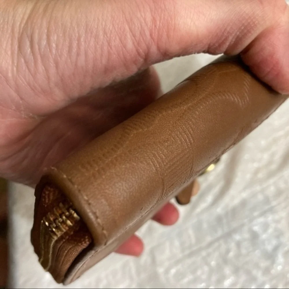 Coach brown embossed leather c wallet